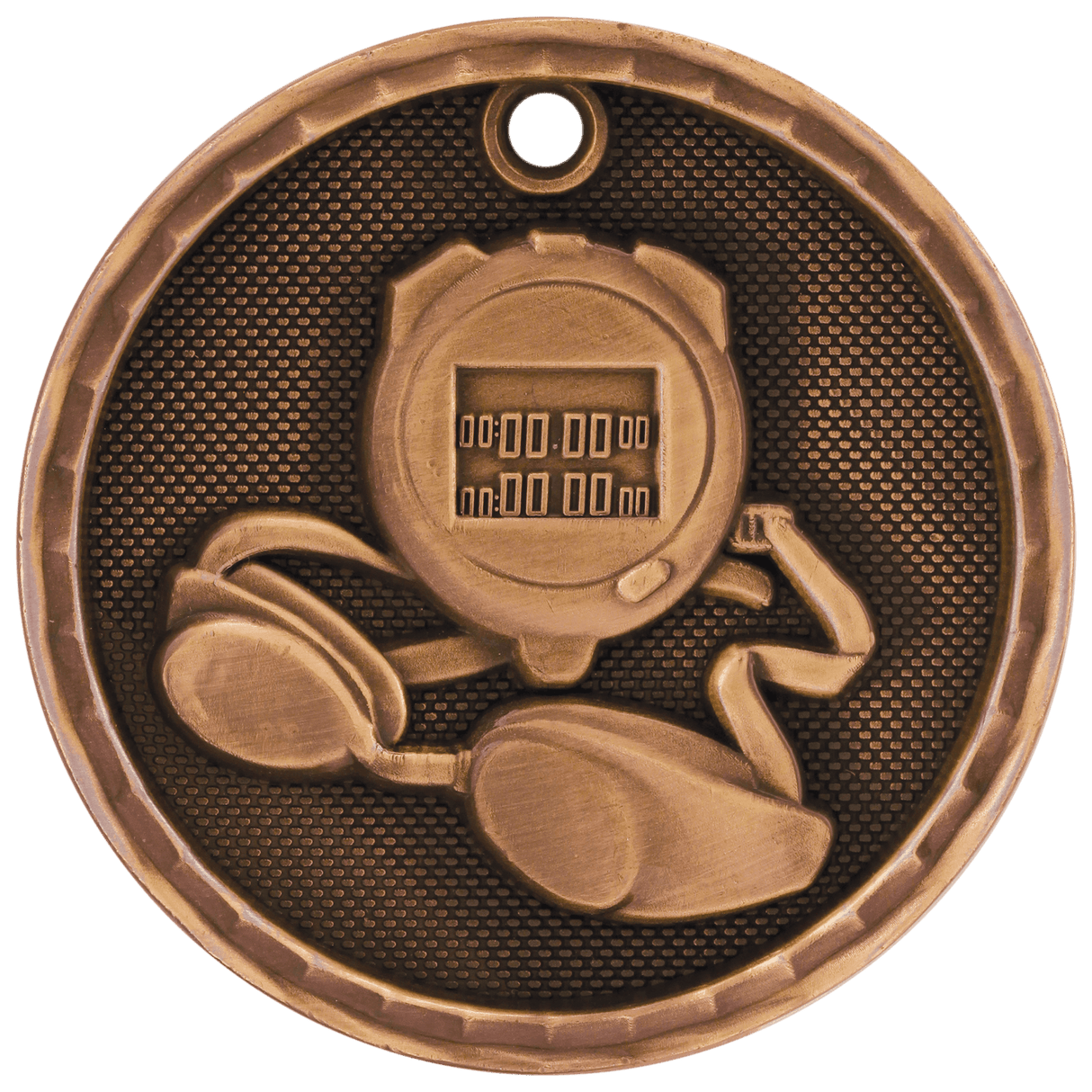 Antique Bronze 2" 3D Swimming Medal