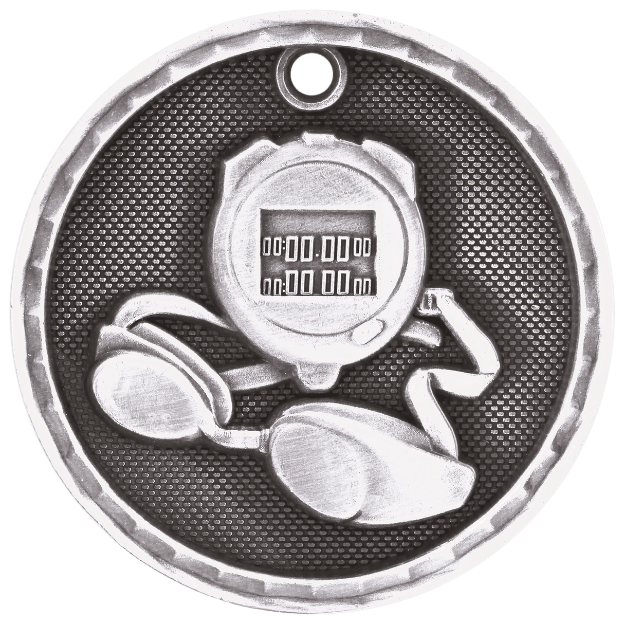 Antique Silver 2" 3D Swimming Medal