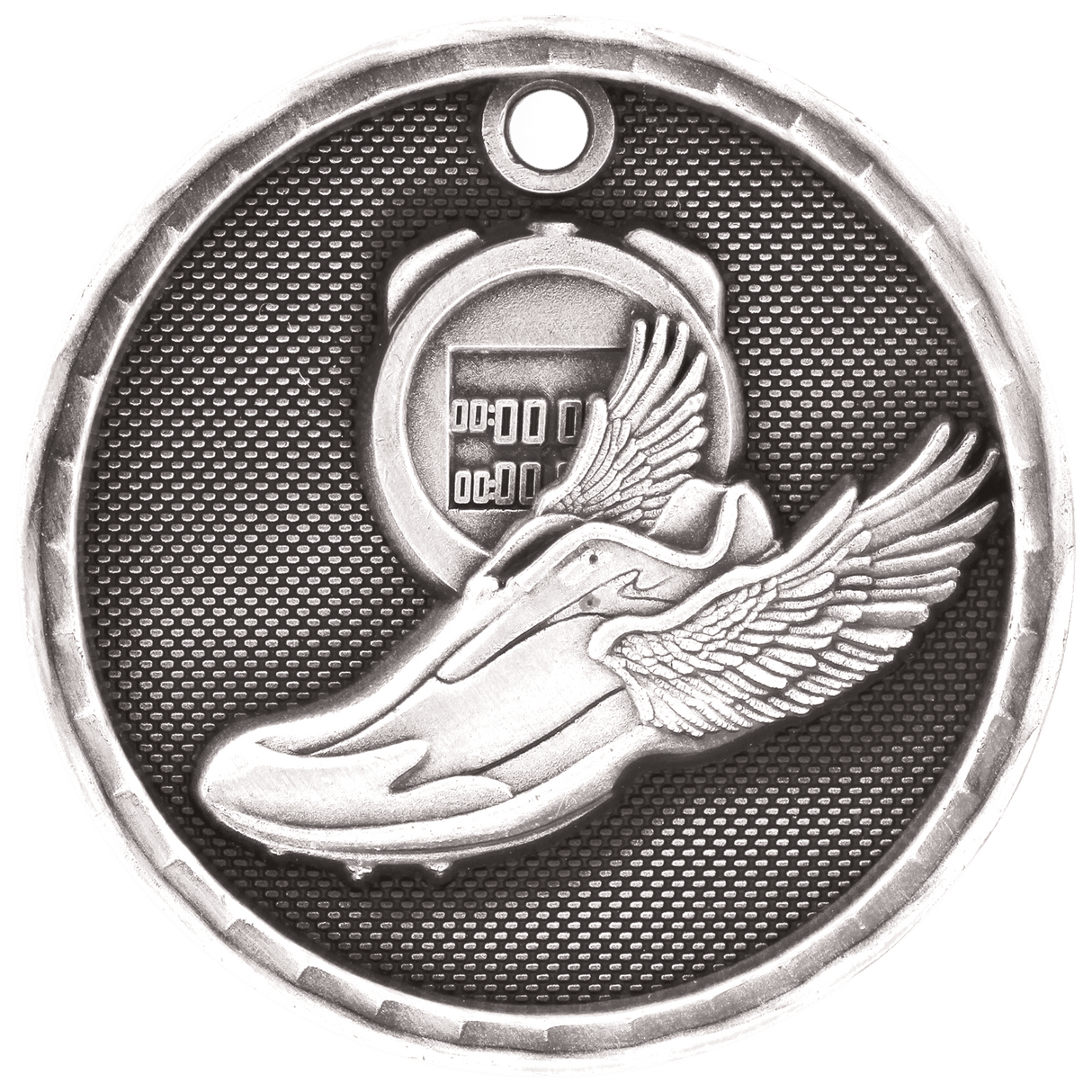 Antique Silver 2" 3D Track Medal