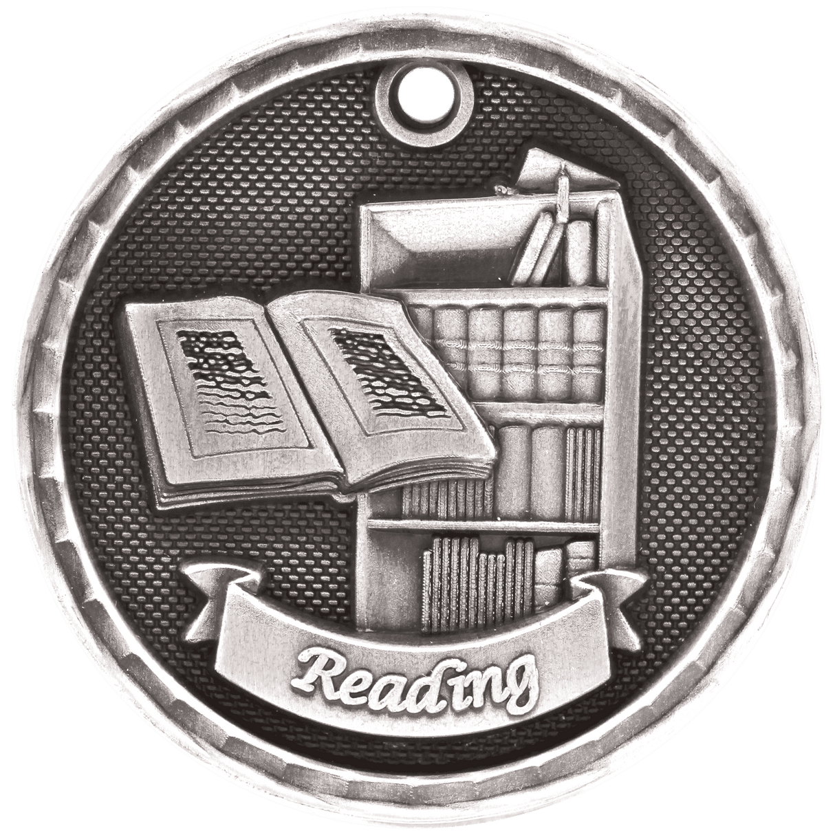 Antique Silver 2" 3D Reading Medal