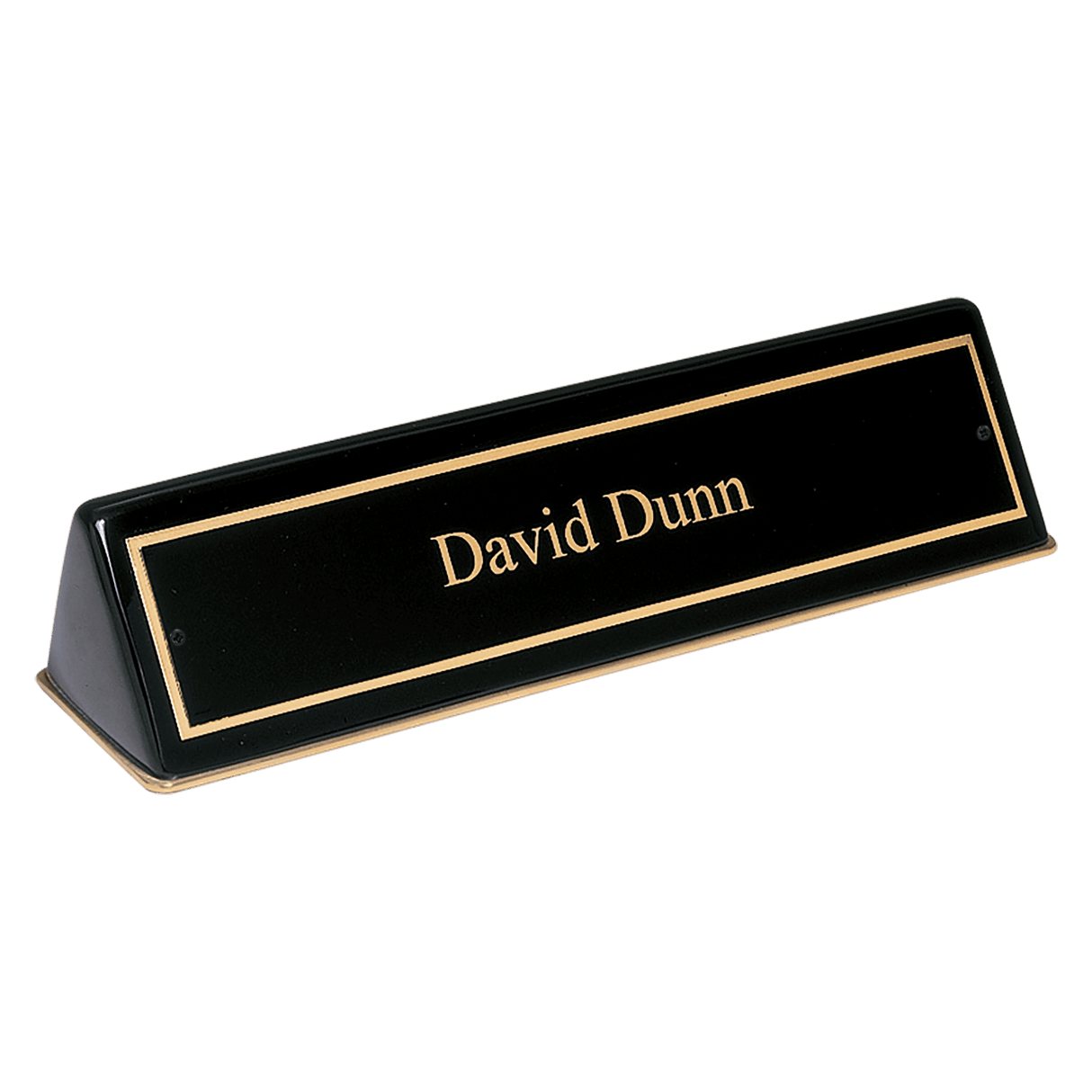 9 1/2" x 2 1/2" x 2" Black Piano Finish Desk Wedge with Black Plate