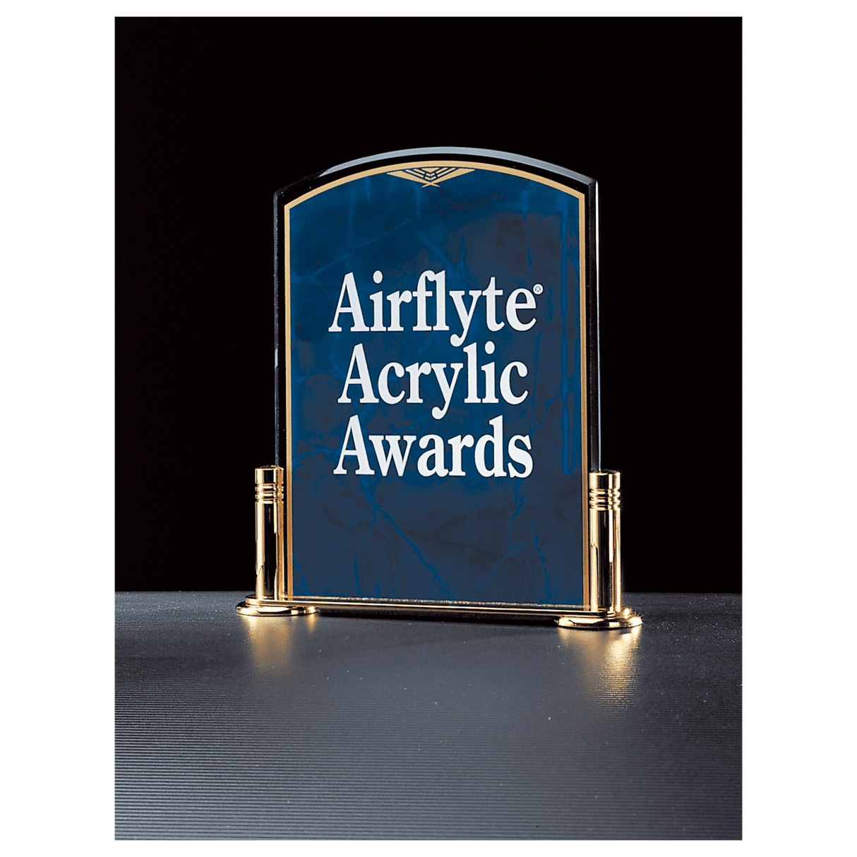 6" x 7" Airflyte Sapphire Marble Acrylic with Gold-Plated Brass Stand