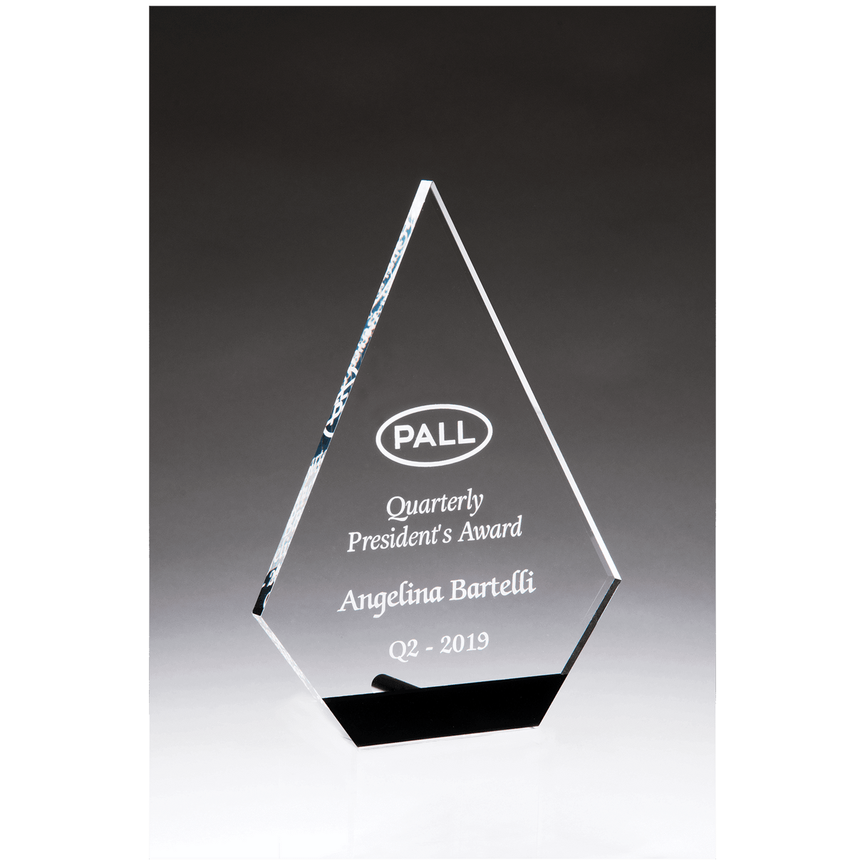 6 1/2" x 9" Diamond Series Clear Acrylic with Black Accent and Silver Post