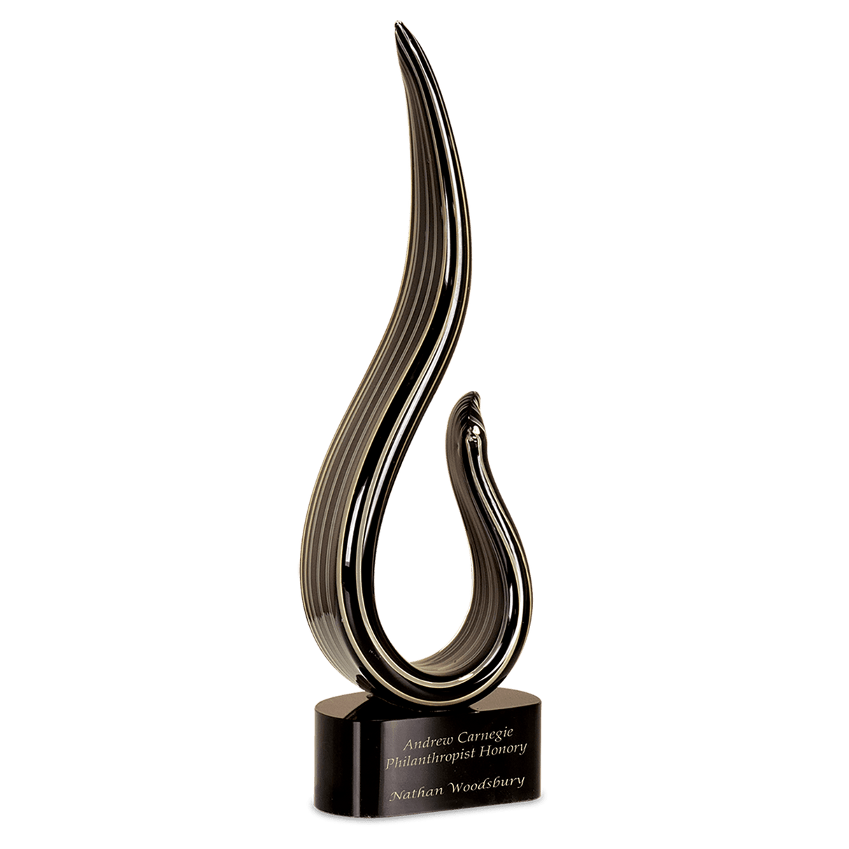 15" Black & Gold Curve Art Glass