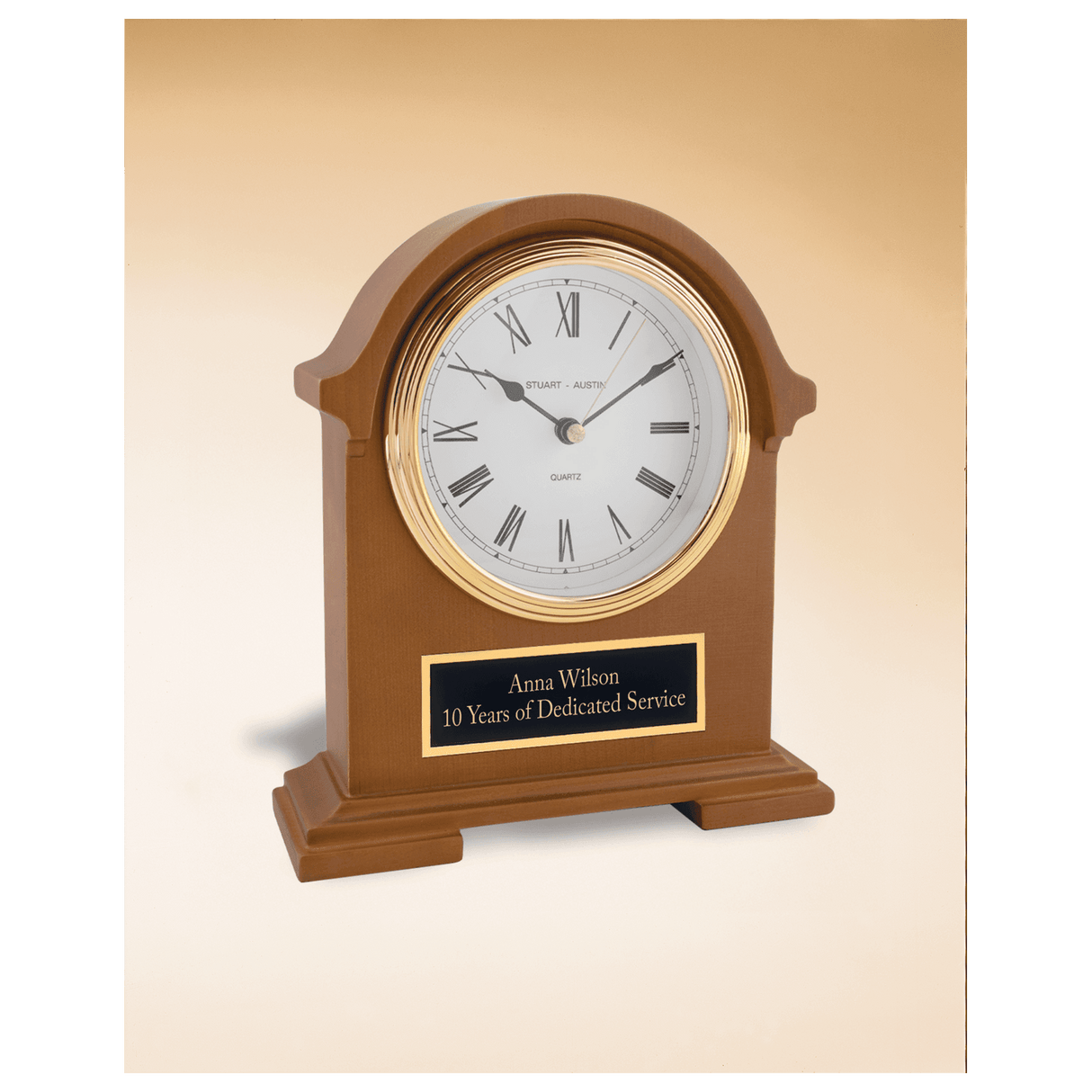 7 1/2" x 8 1/2" Napolean Clock,Traditional Style, Deep Hand Rubbed Mahogany Finish with Black Plate