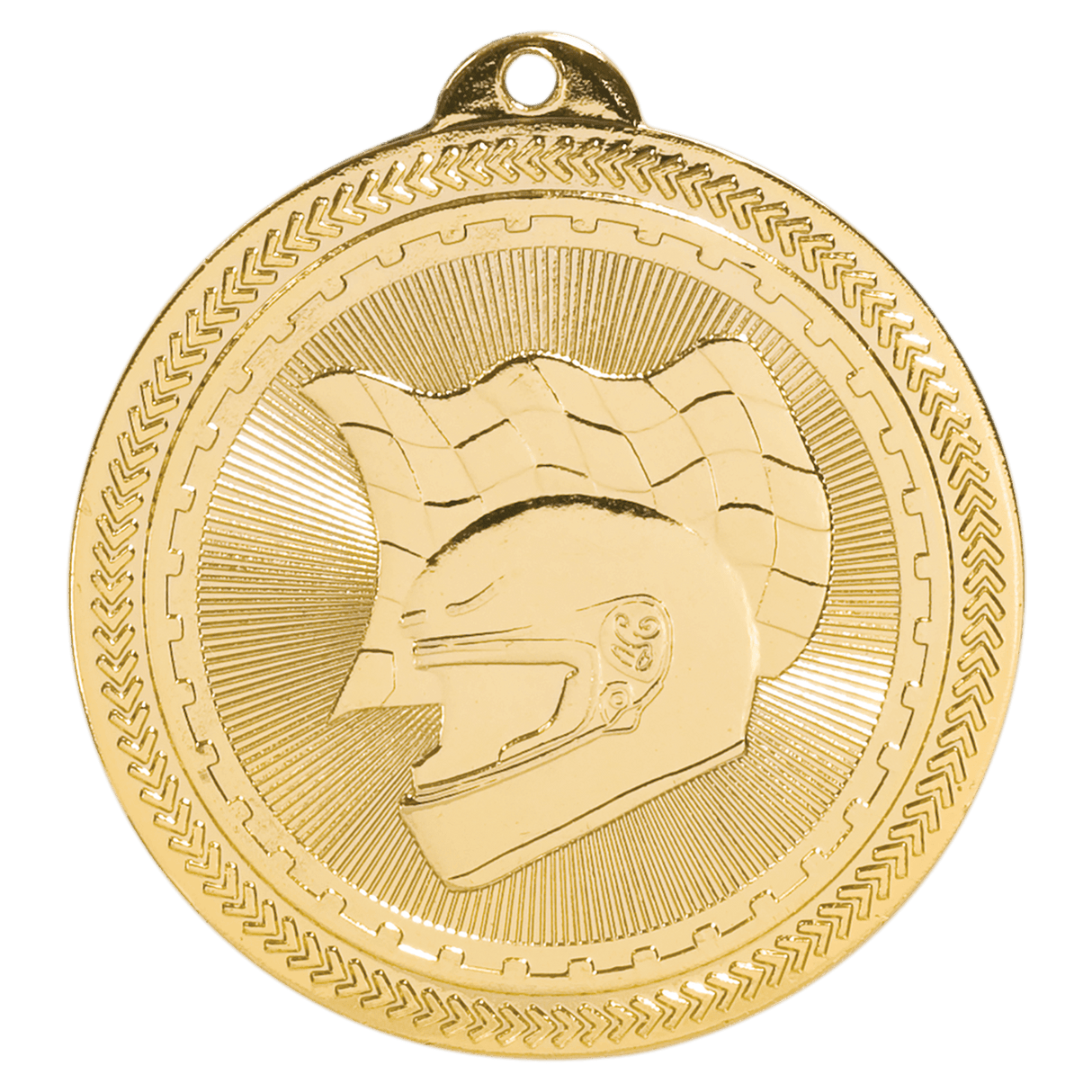 Bright Gold 2" Racing Laserable BriteLazer Medal