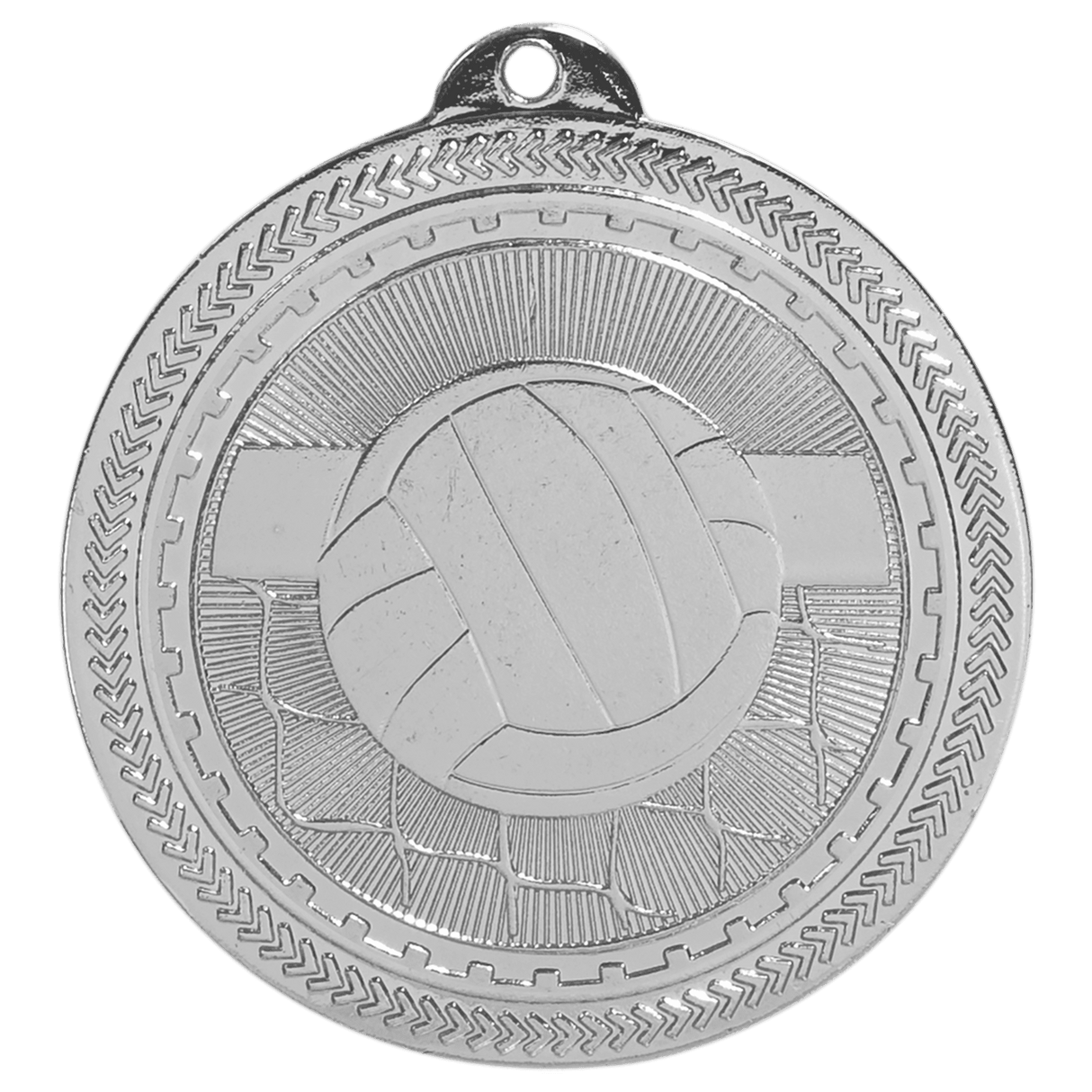 Bright Silver 2" Volleyball Laserable BriteLazer Medal