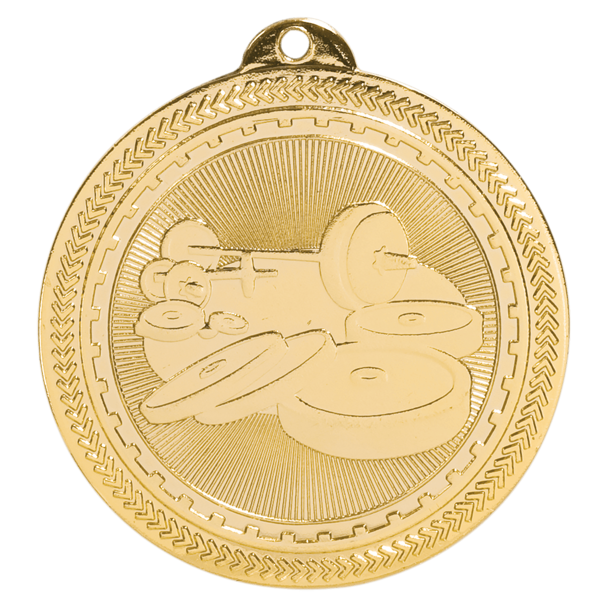 Bright Gold 2" Weightlifting Laserable BriteLazer Medal