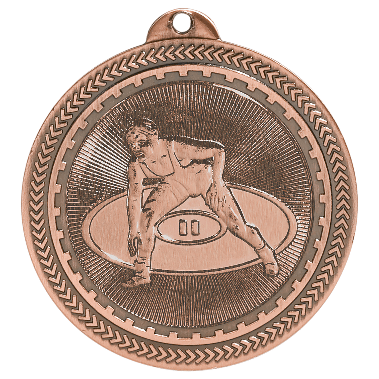 Antique Bronze 2" Wrestling Laserable BriteLazer Medal