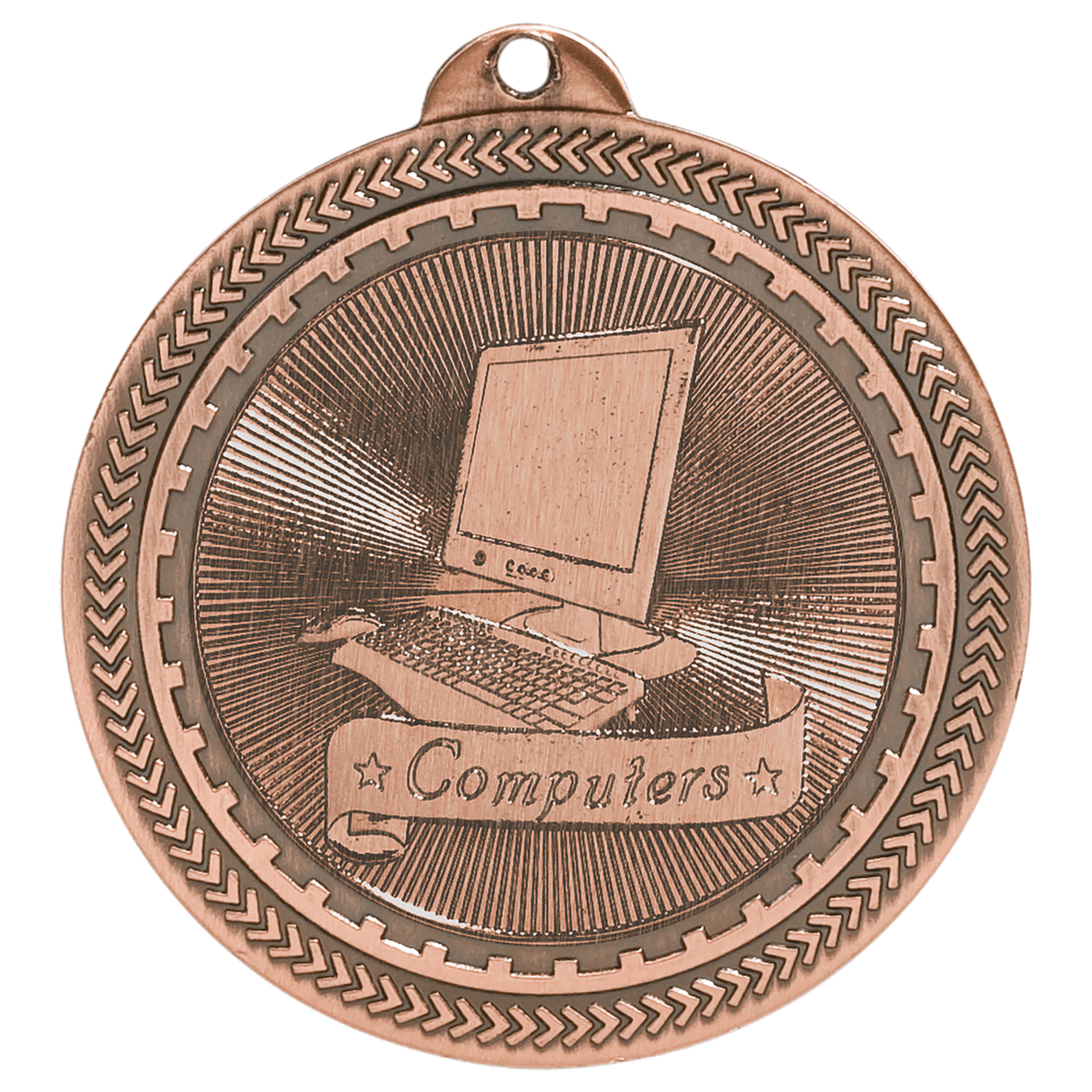 Antique Bronze 2" Computers Laserable BriteLazer Medal