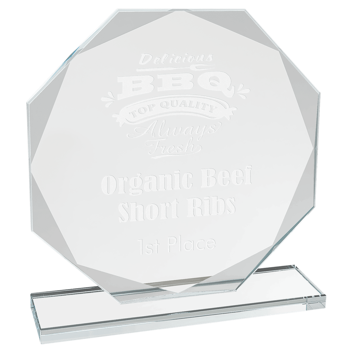 7 1/2" Octagon Clear Glass Award