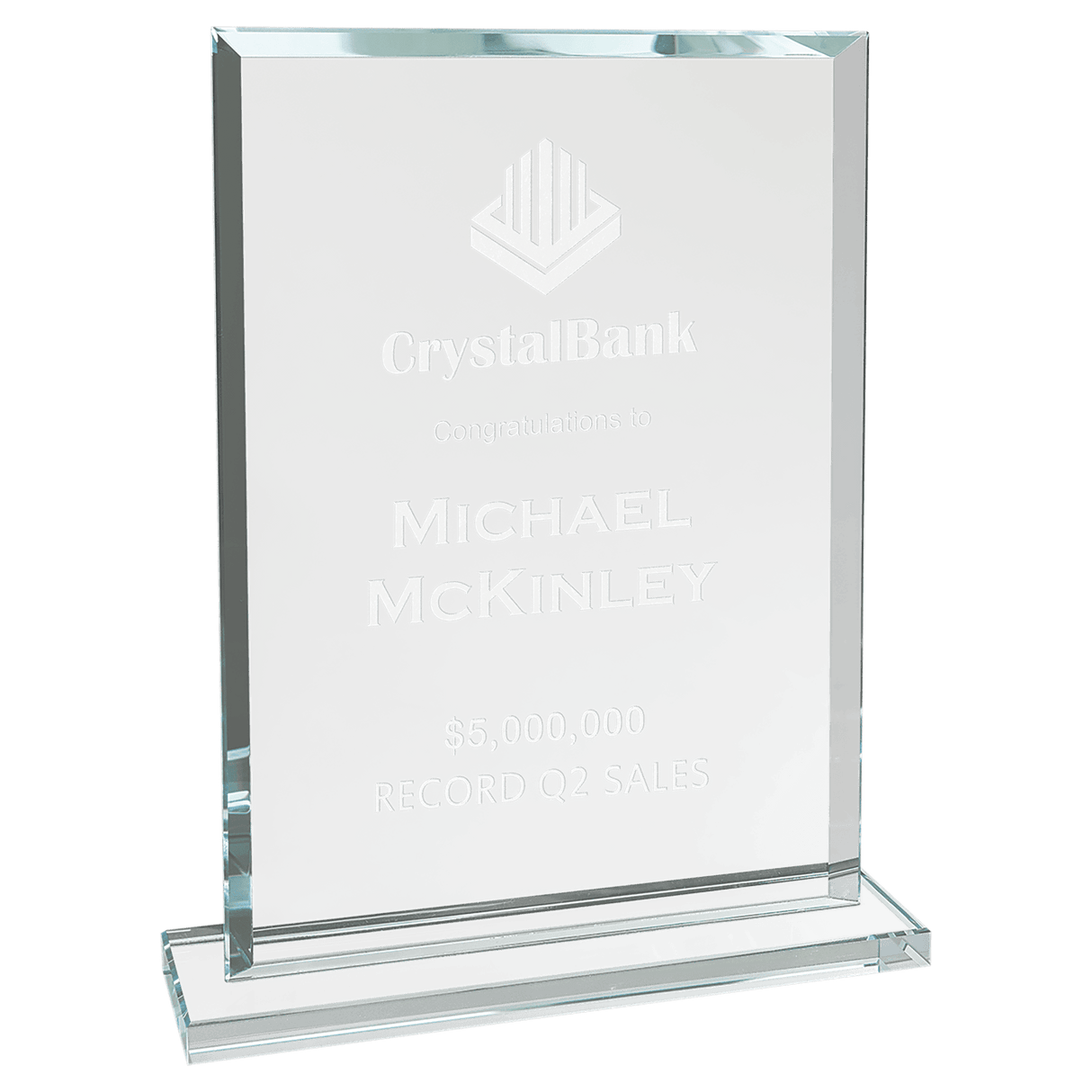 8 1/2" Rectangle Clear Glass Award