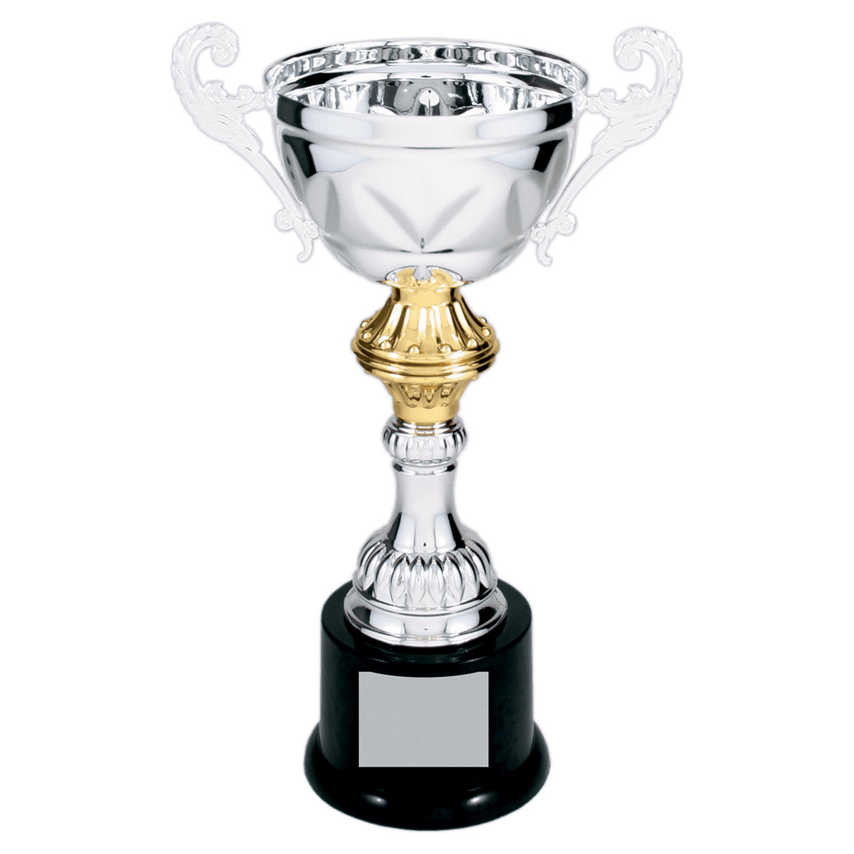 10" Completed Metal Cup Trophy on Plastic Base