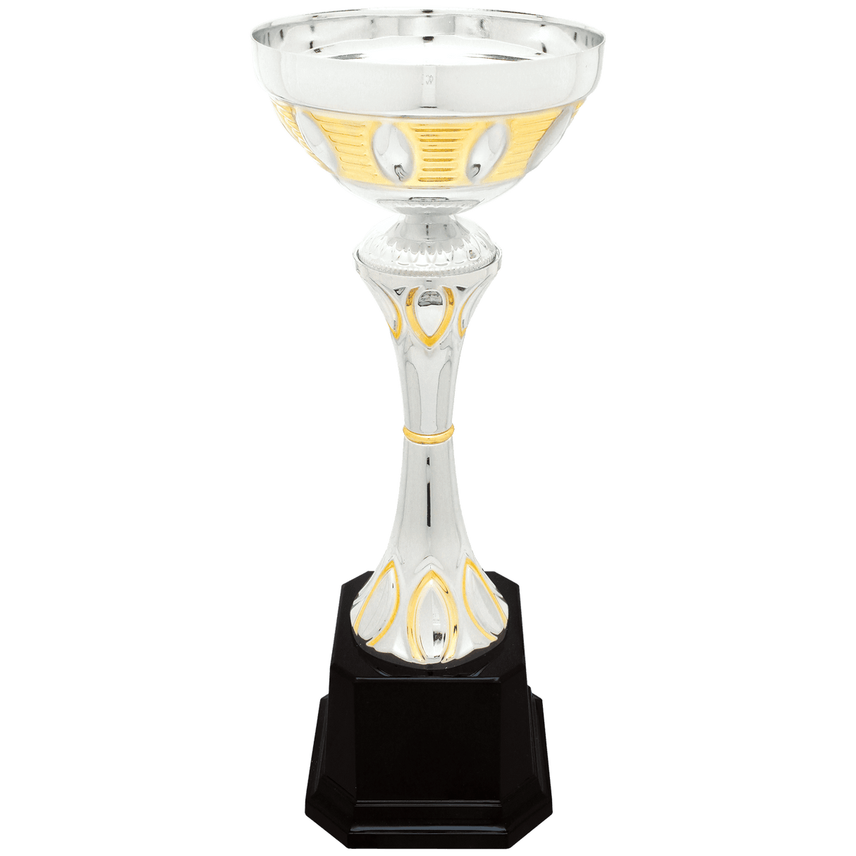 12" Completed Metal Cup Trophy on Plastic Base