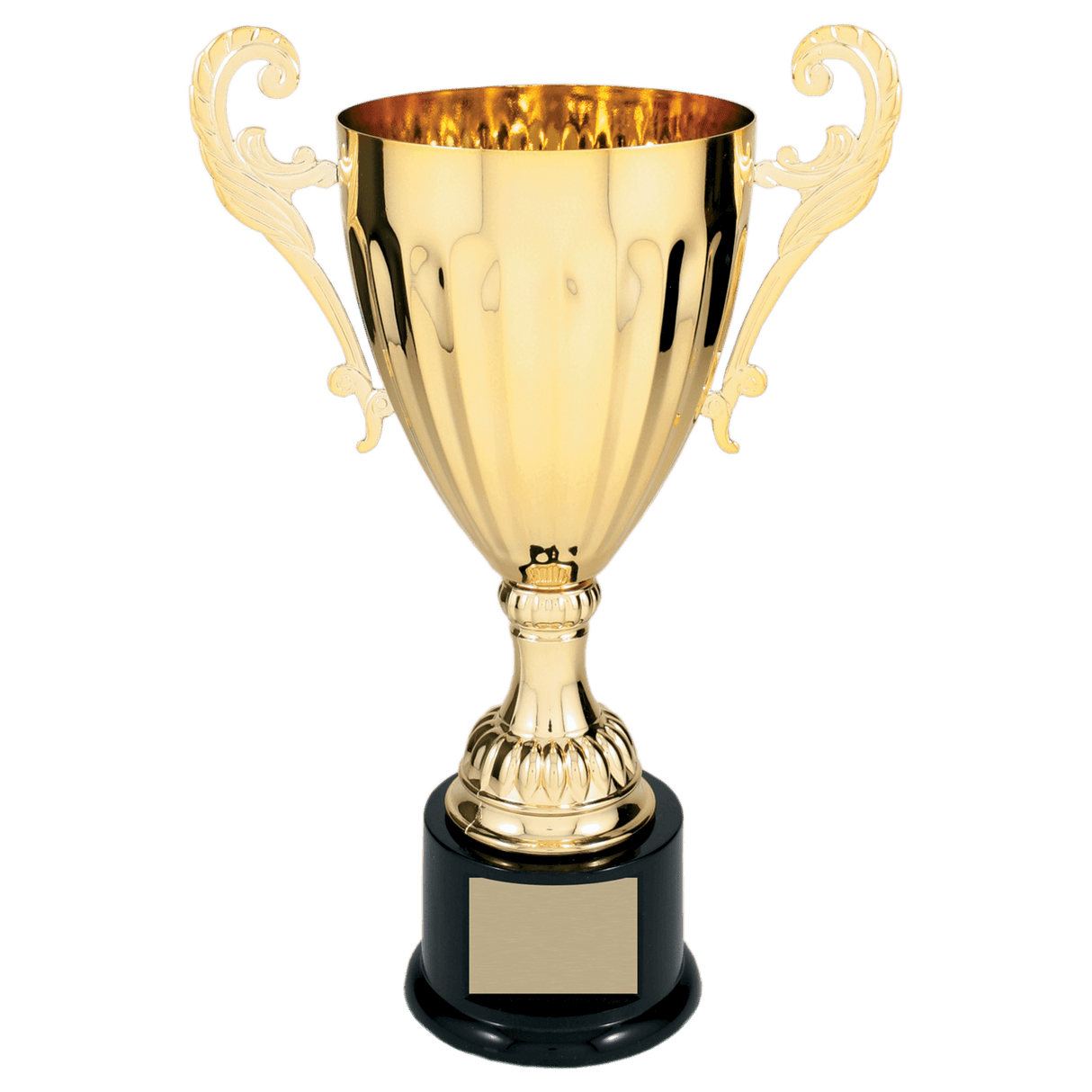 12" Completed Metal Cup Trophy on Plastic Base
