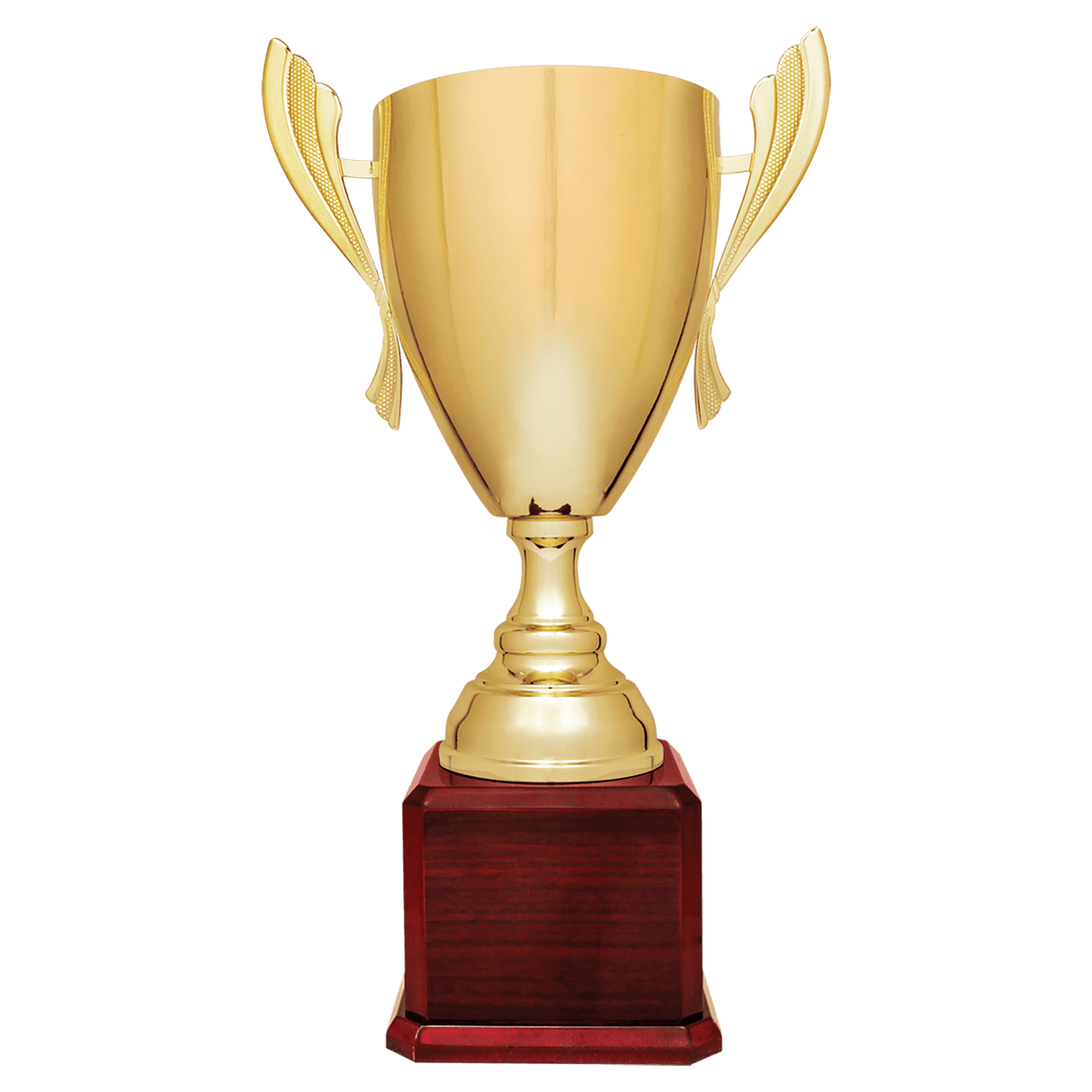 Gold Completed Metal Cup Trophy on Rosewood Royal 2 22" Piano Finish Base