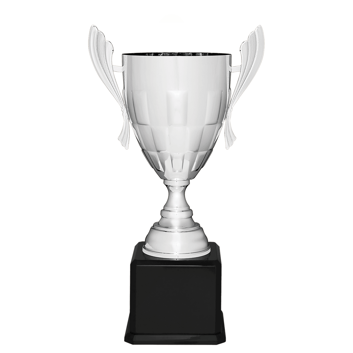 Silver Completed Metal Cup Trophy on Black Royal 24 3/4" Piano Finish Base