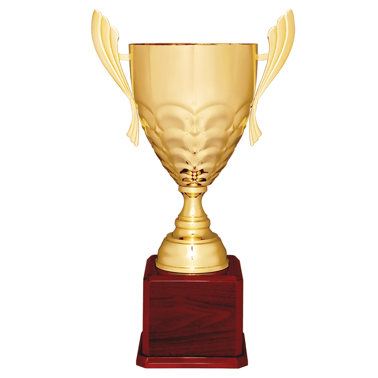 Gold Completed Metal Cup Trophy on Rosewood Royal 25 1/4" Piano Finish Base