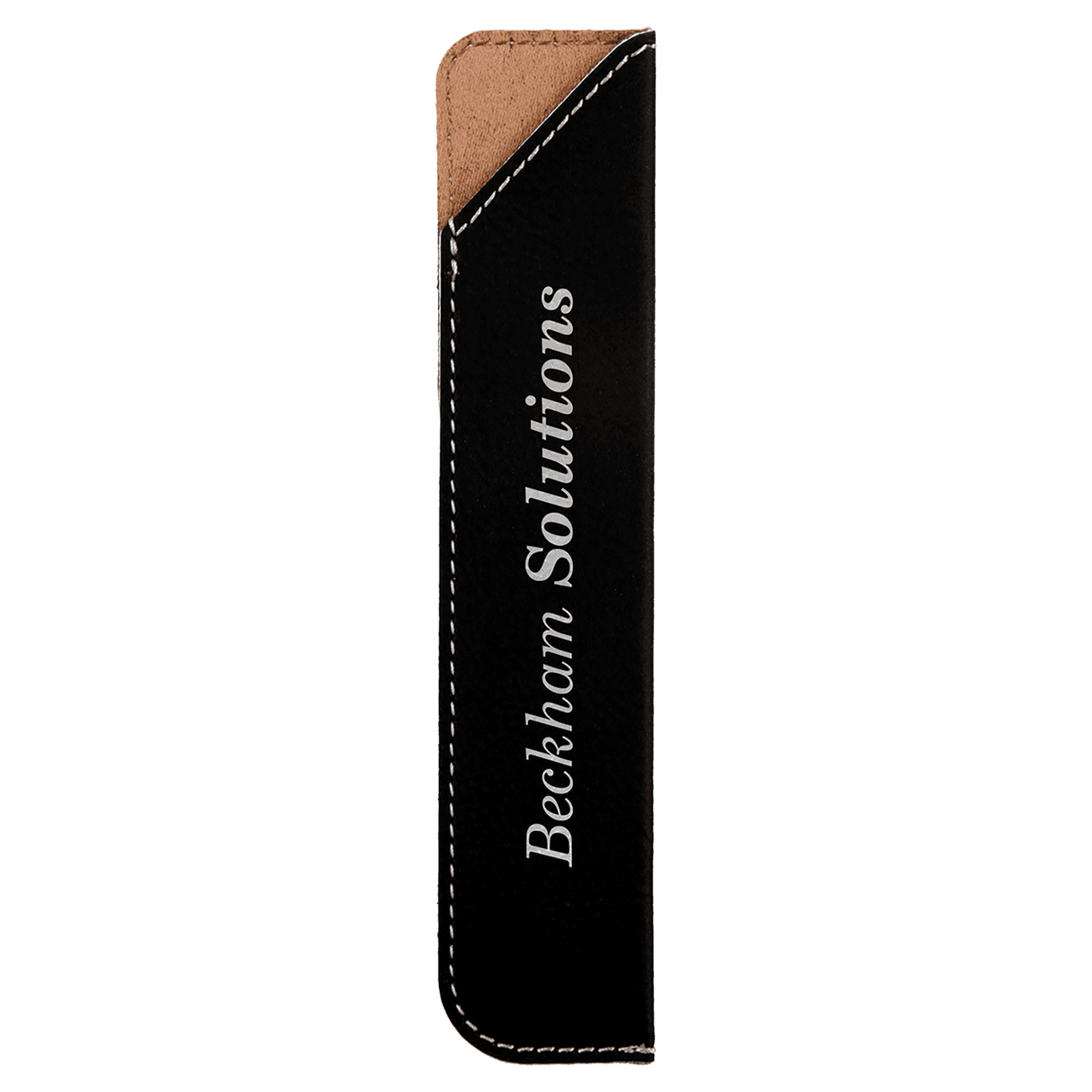 6 1/4" Black/Silver Laserable Leatherette Pen Sleeve