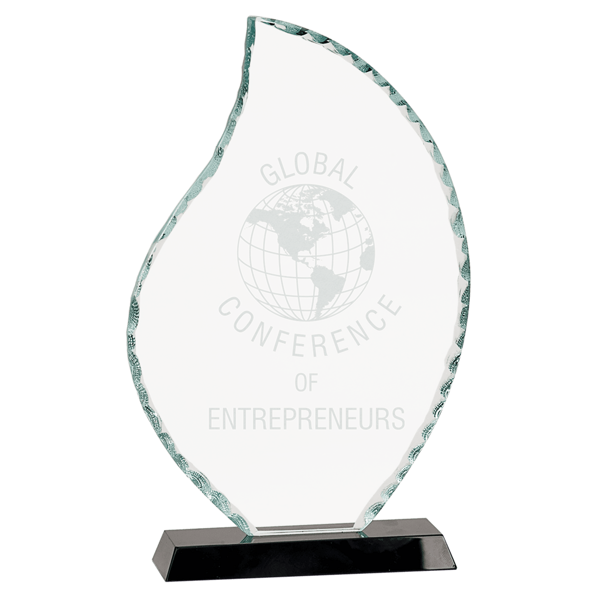 Flame Facet Glass Award on Black Base - 10 1/2"
