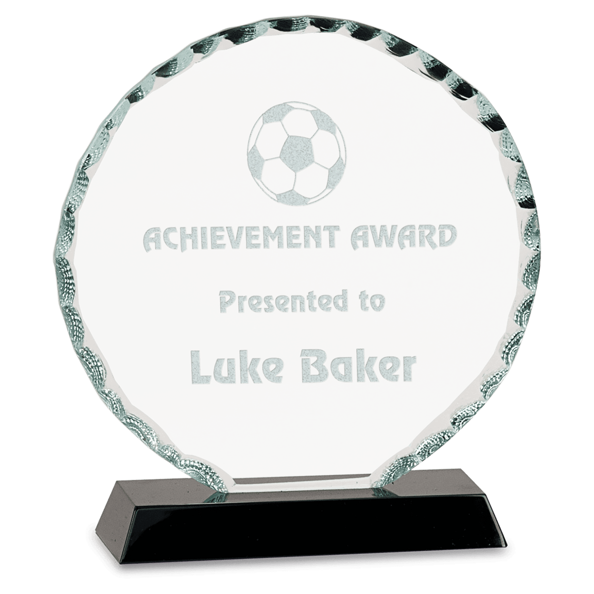 Round Facet Glass Award on Black Base - 6 1/2"