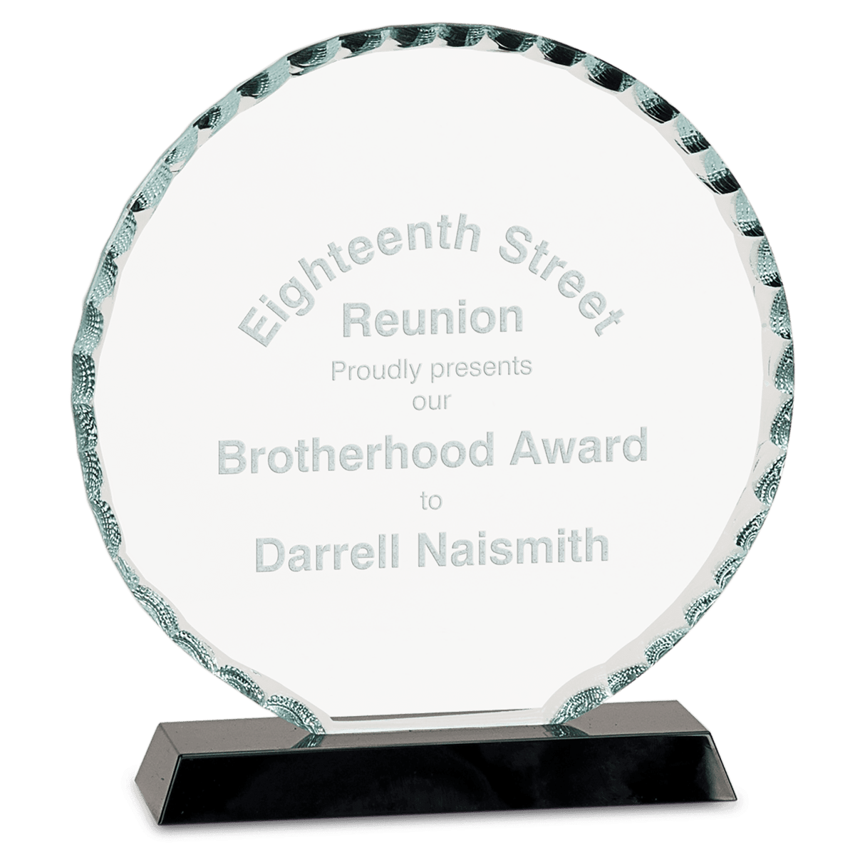 Round Facet Glass Award on Black Base - 7 1/2"