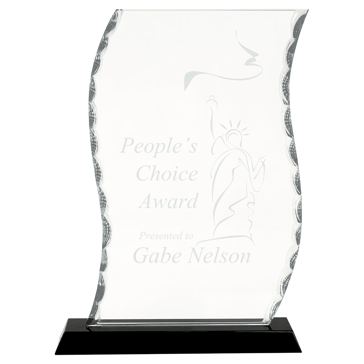 Scroll Facet Glass Award on Black Base - 9 1/2"