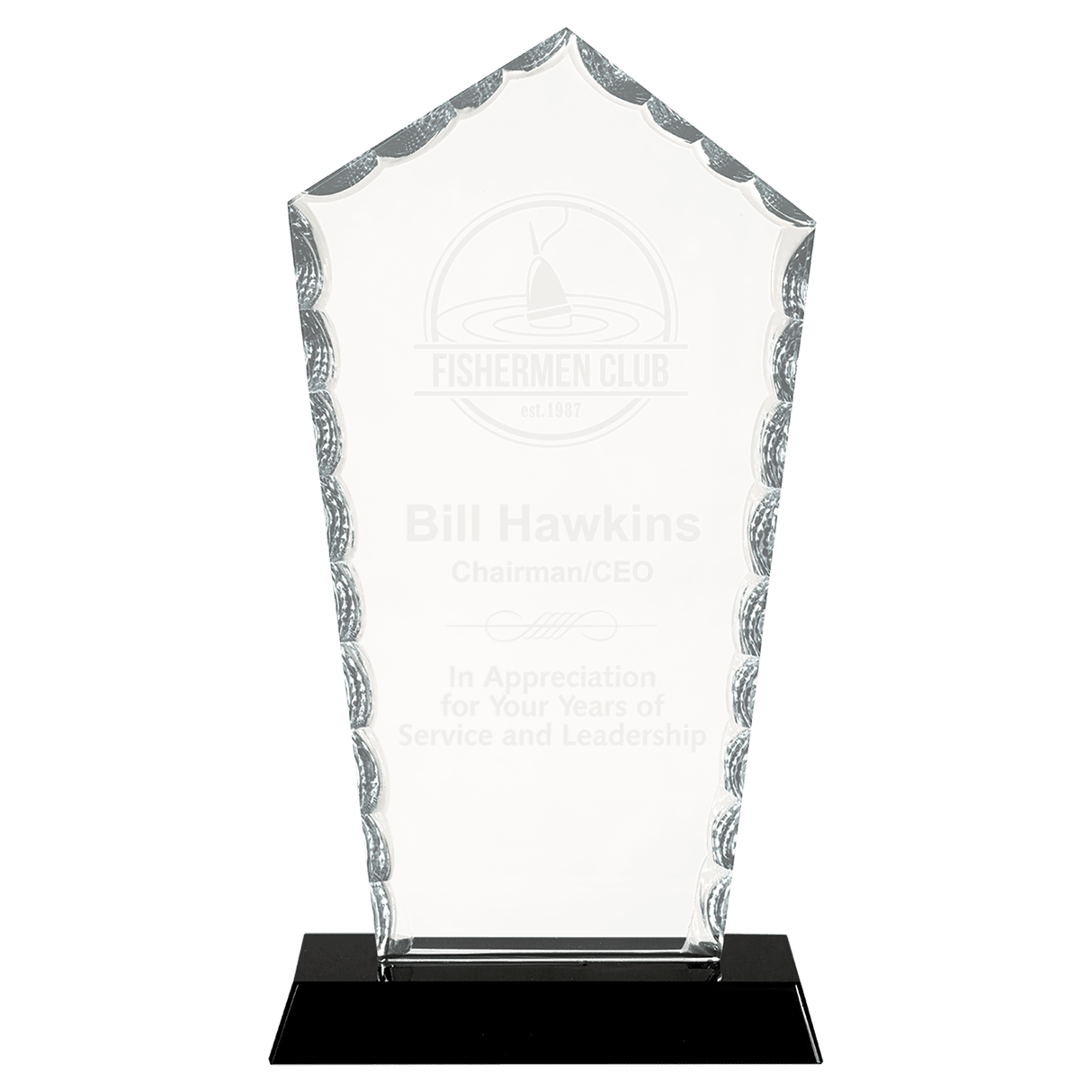 Diamond Facet Glass Award on Black Base - 9"