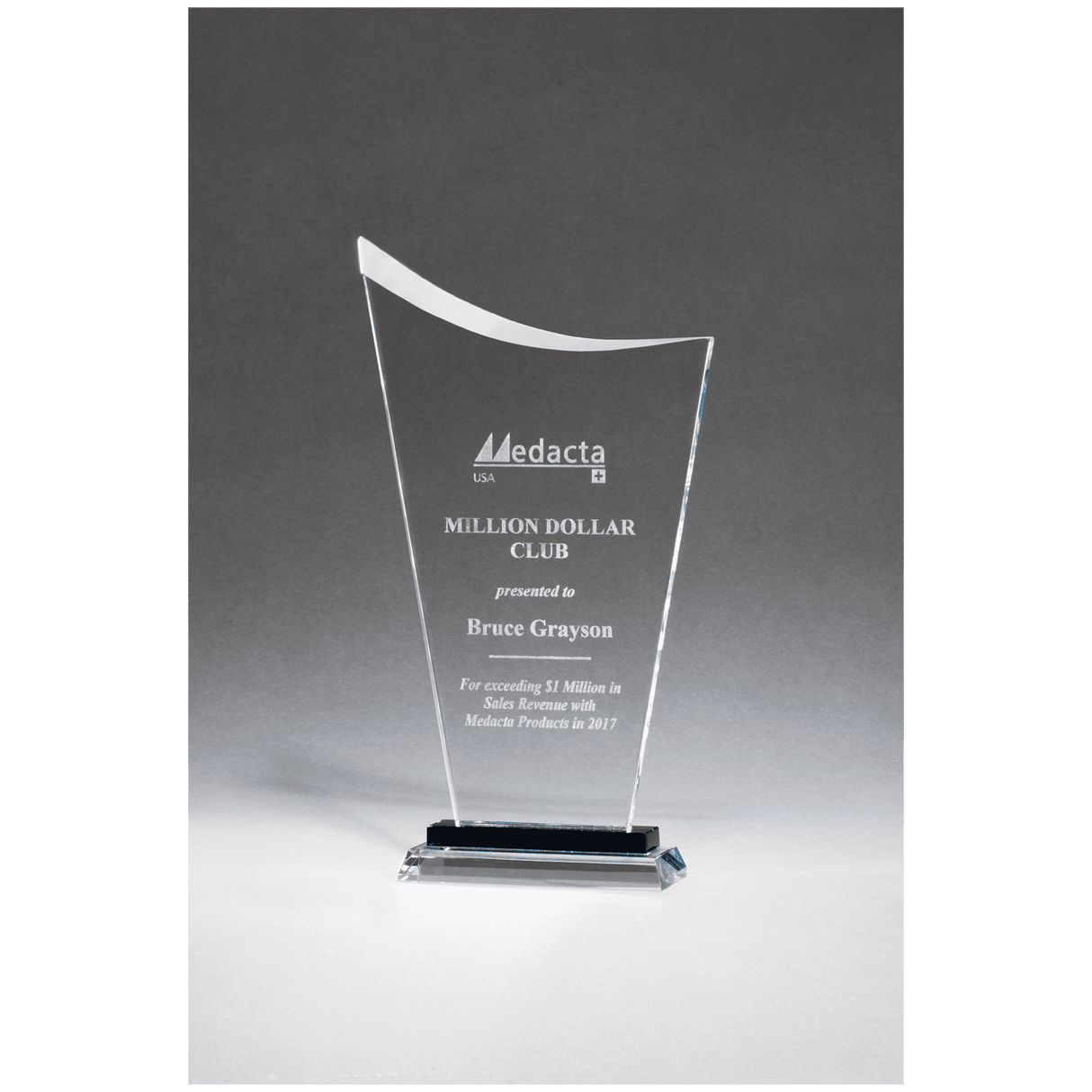 6 1/4" x 11 1/2" Contemporary Clear Glass Award with Pedestal Base