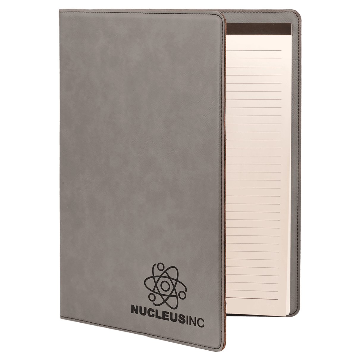 9 1/2" x 12" Gray Laserable Leatherette Portfolio with Notepad