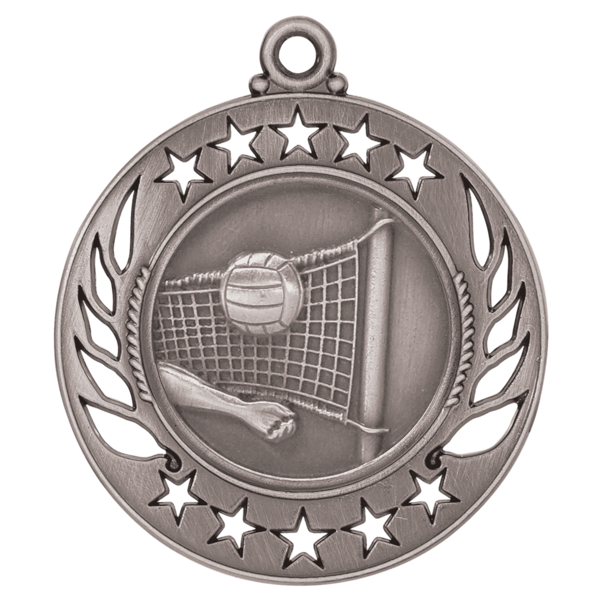 Antique Silver 2 1/4" Volleyball Galaxy Medal
