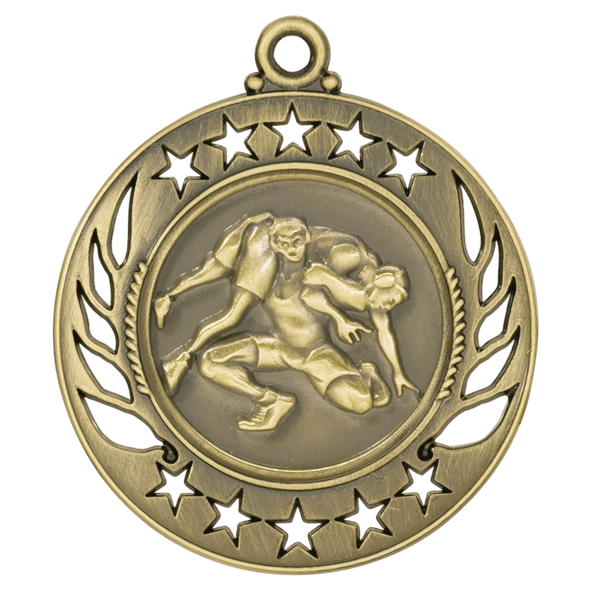 Antique Gold 2 1/4" Wrestling Galaxy Medal