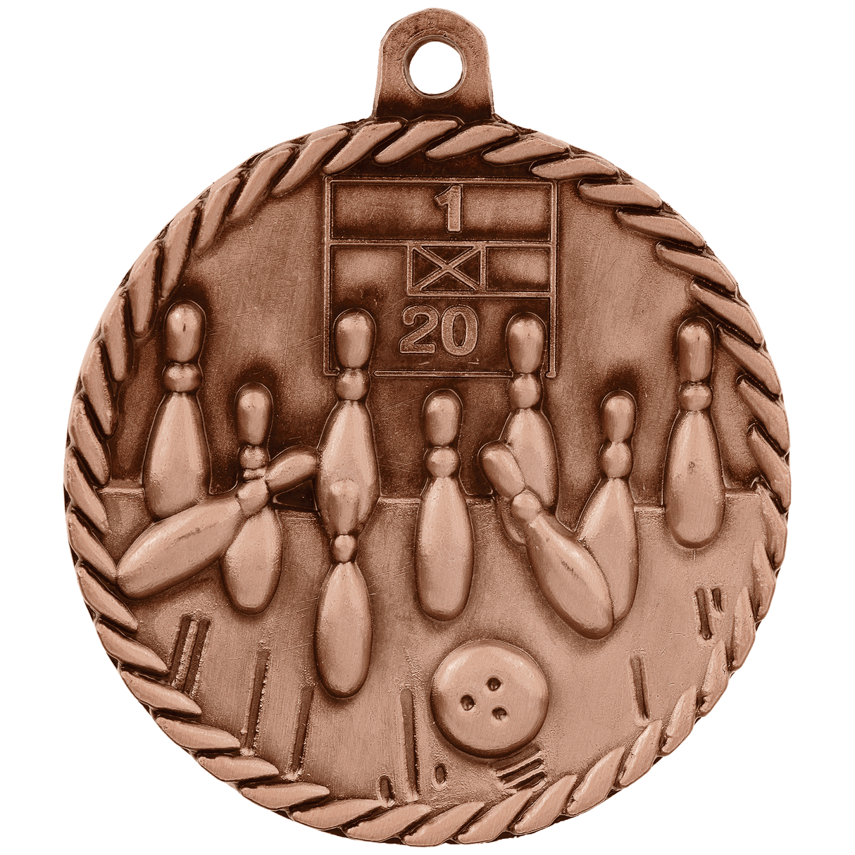2" Bowling High Relief Medal