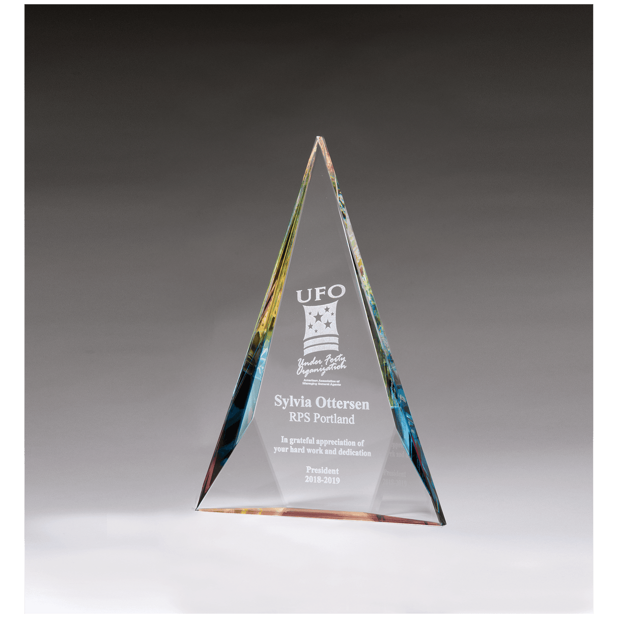 8 3/8" x 12" x 1 1/8" (Tapered) Diamond Series Crystal with Prism-Effect
