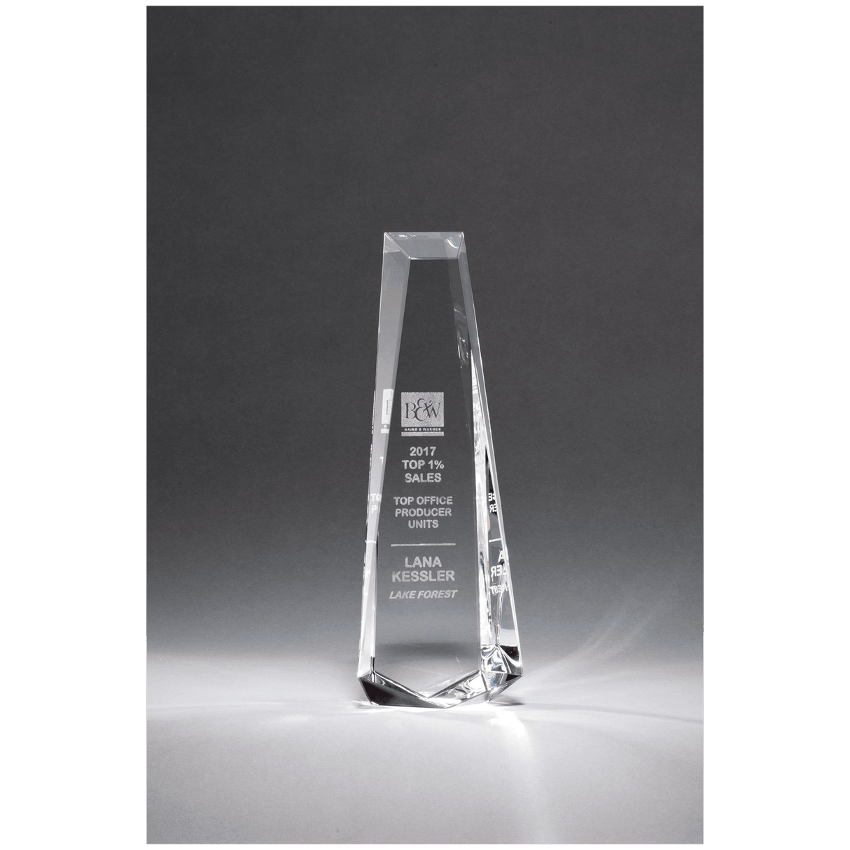 5 1/8" x 11" x 2" (Tapered) Crystal Obelisk