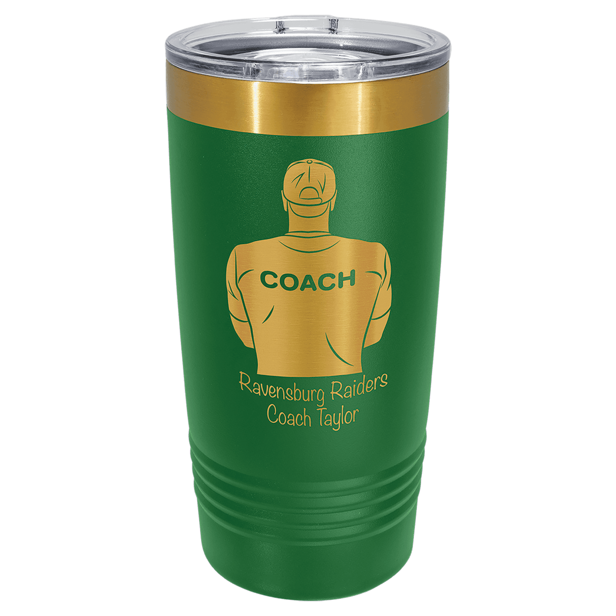Polar Camel 20 oz. Green/Bright Gold ION-Plated Ringneck Tumbler with Slider Lid