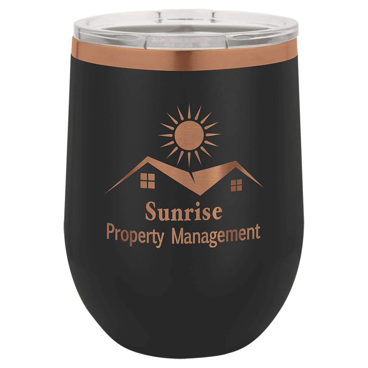 Polar Camel 12 oz. Black/Rose Gold Stemless Wine Tumbler