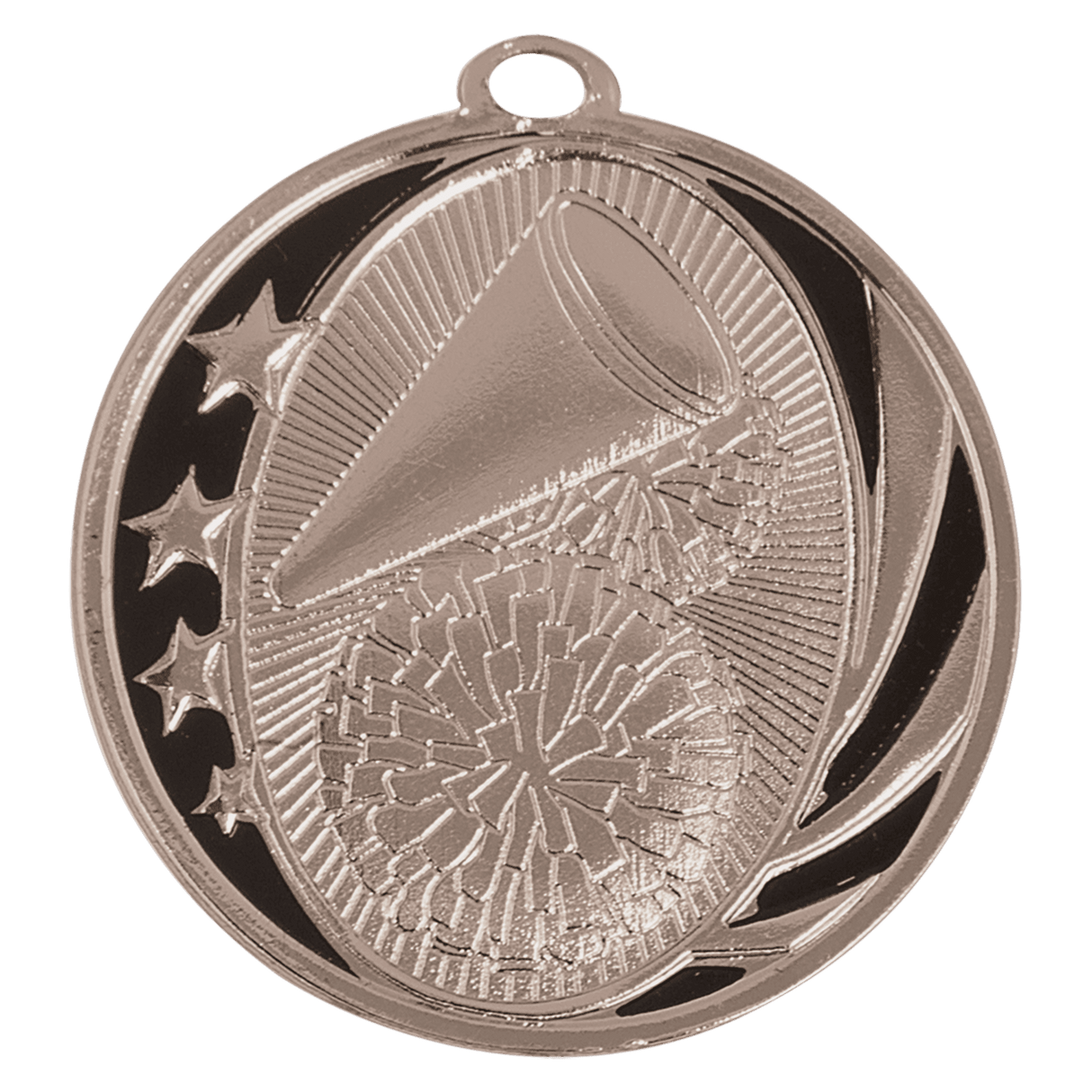 Bright Silver 2" Cheer Laserable MidNite Star Medal