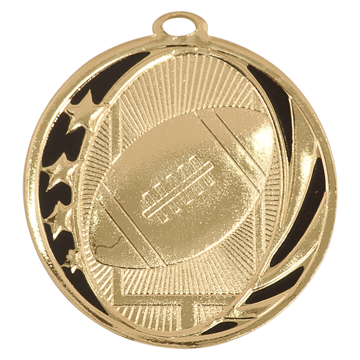 Bright Gold 2" Football Laserable MidNite Star Medal