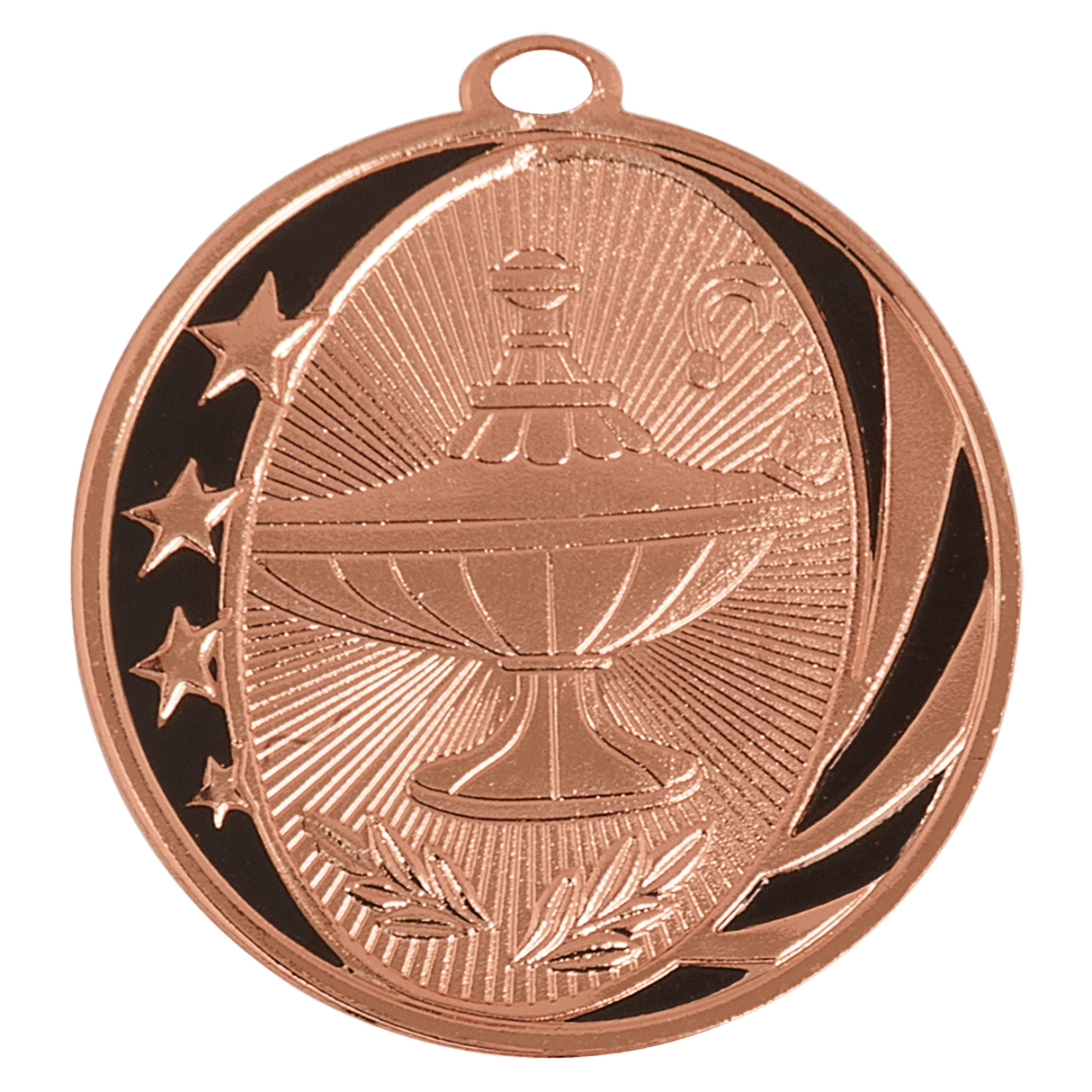 2" Lamp of Knowledge Laserable MidNite Star Medal