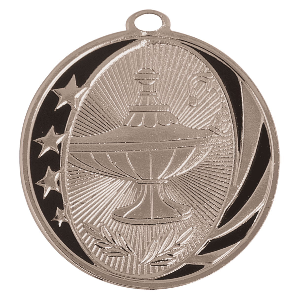 2" Lamp of Knowledge Laserable MidNite Star Medal