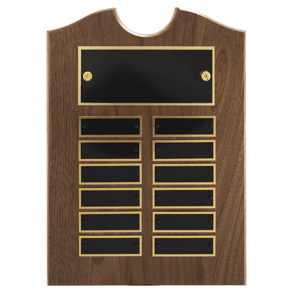 9" x 12" American Walnut Roster Plaque w/ 12 Plates