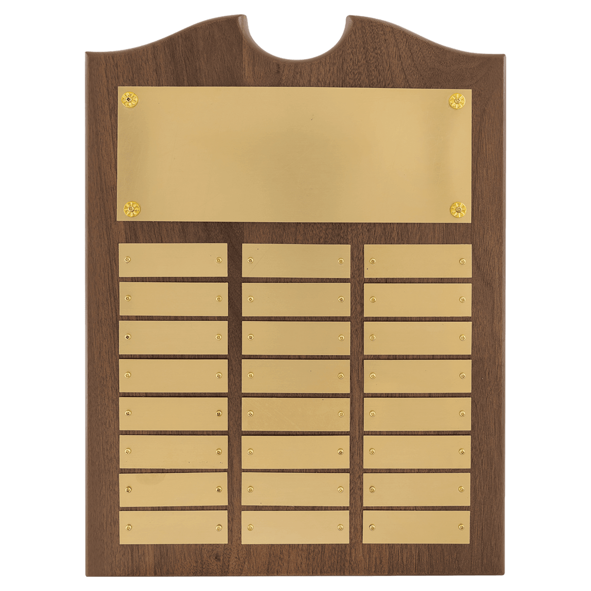 11" x 15"/Plates 7/8" x 2 3/4" American Walnut 24 Plate Perpetual Plaque with Brushed Brass Plates