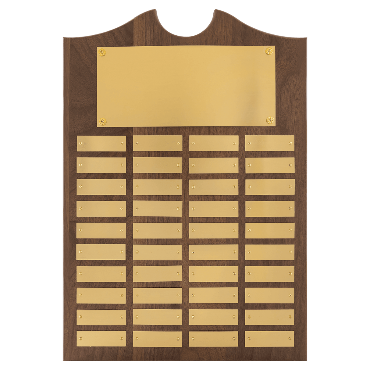 14" x 20"/Plates 7/8" x 2 3/4" American Walnut 40 Plate Perpetual Plaque with Brushed Brass Plates