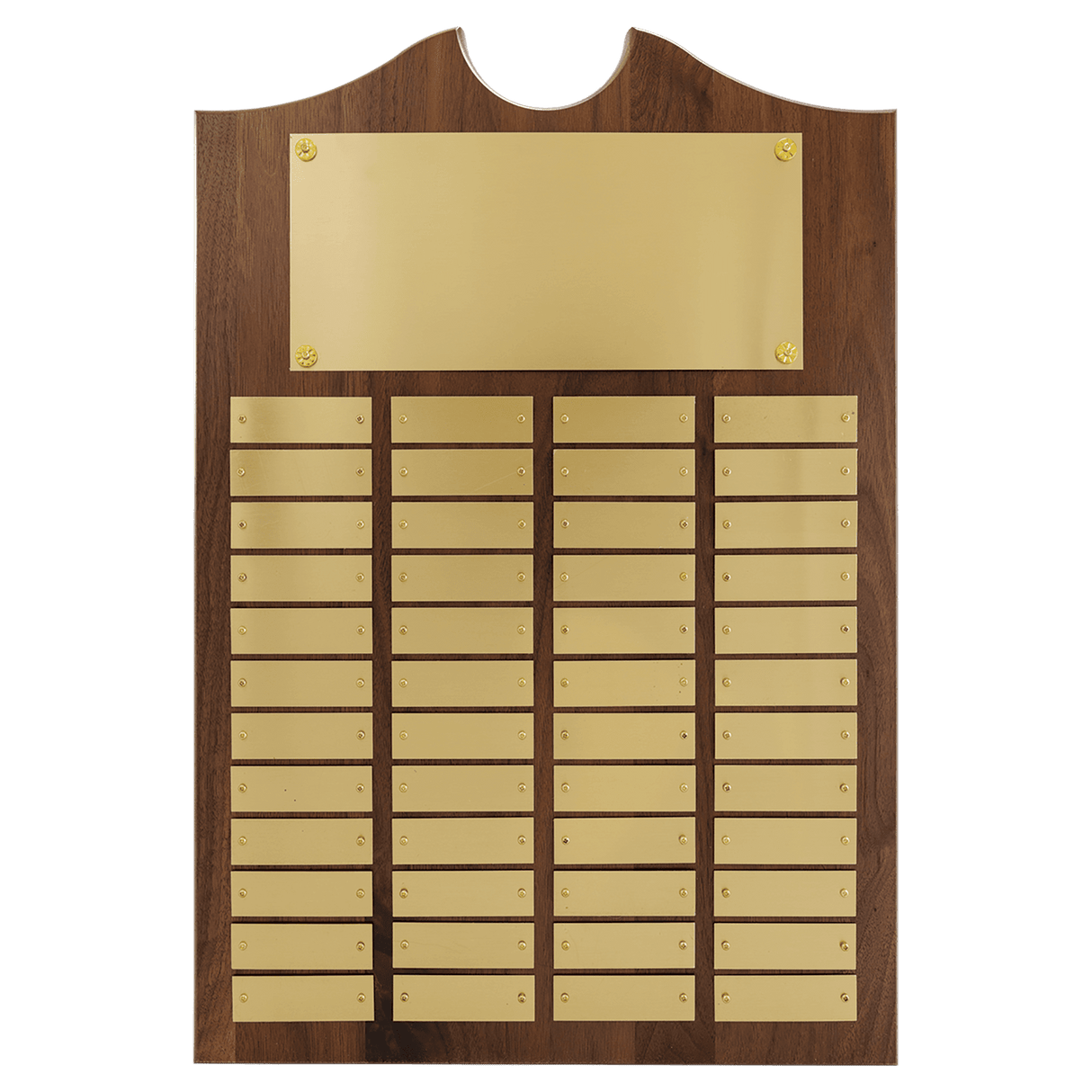 14" x 20"/Plates 7/8" x 2 3/4" American Walnut 48 Plate Perpetual Plaque with Brushed Brass Plates