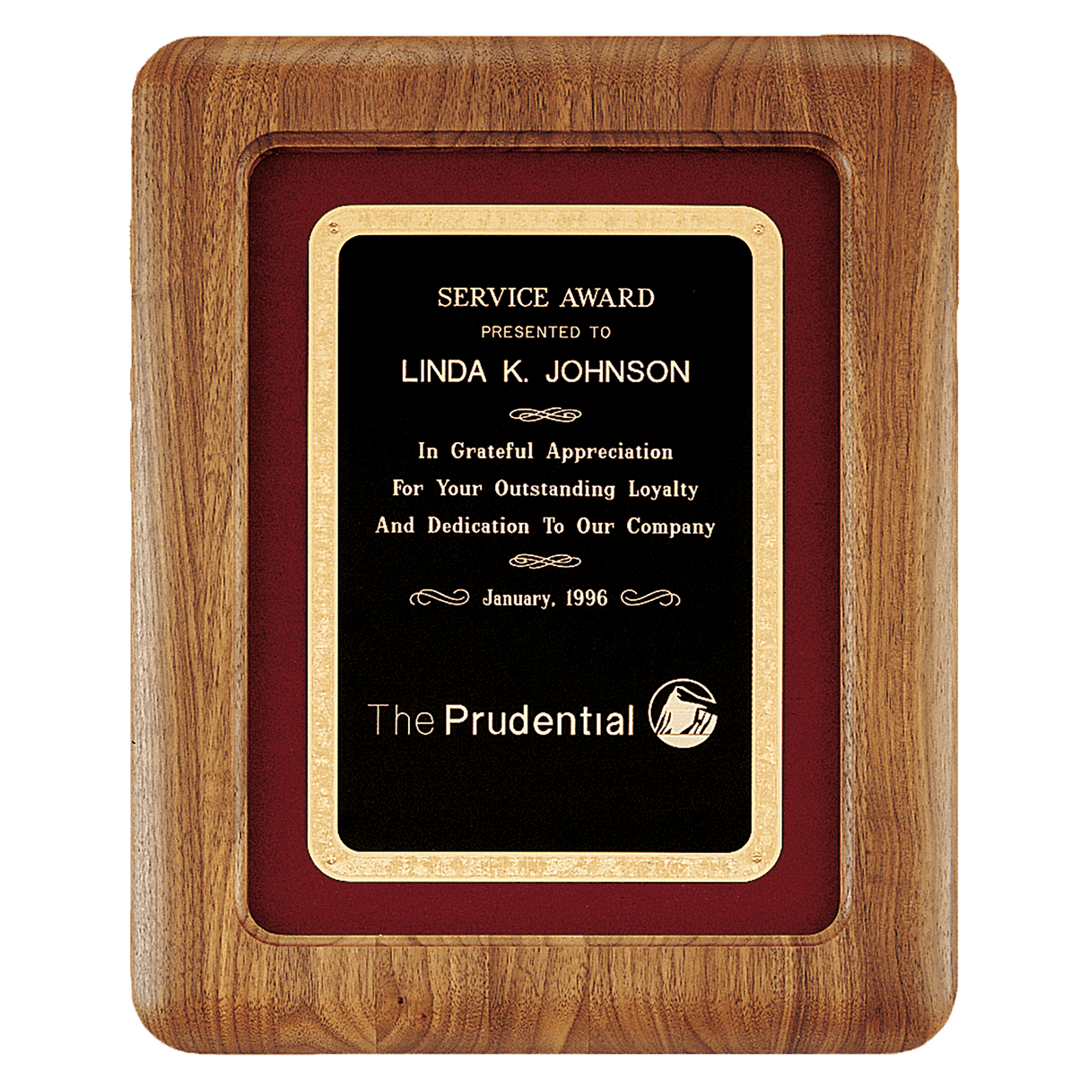 Walnut Airflyte Frame w/Maroon Velour & Black 12" x 15" American Florentine LaserFX Plate