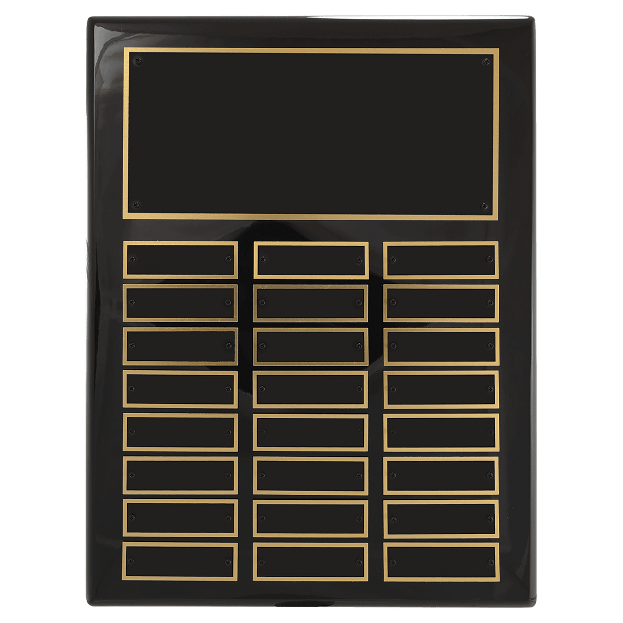 11" x 14" Airflyte Black Piano Finish 24 Plate Perpetual Plaque with Black Brass Plates