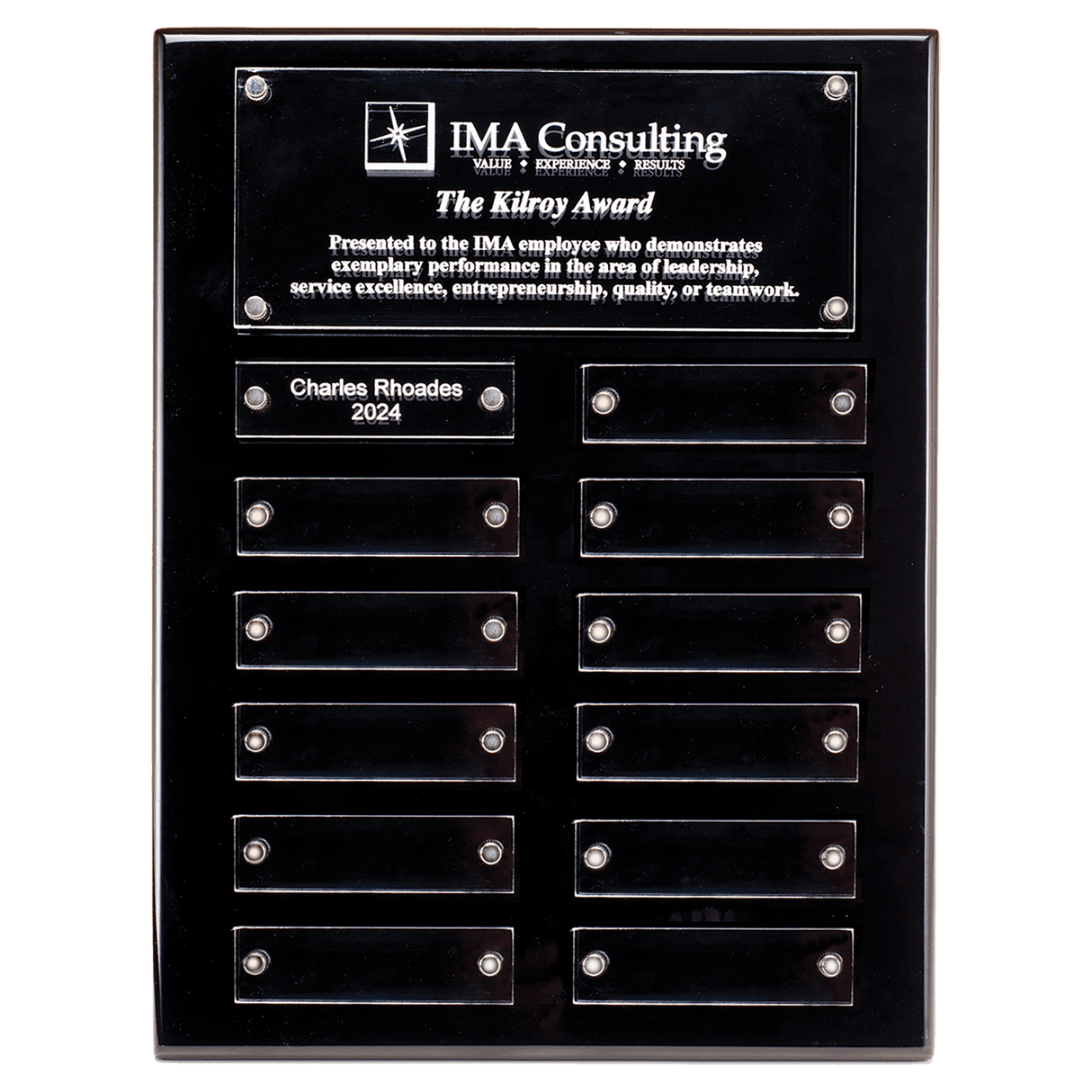 Black High Gloss Plaque with 12 Acrylic Engraving Plates