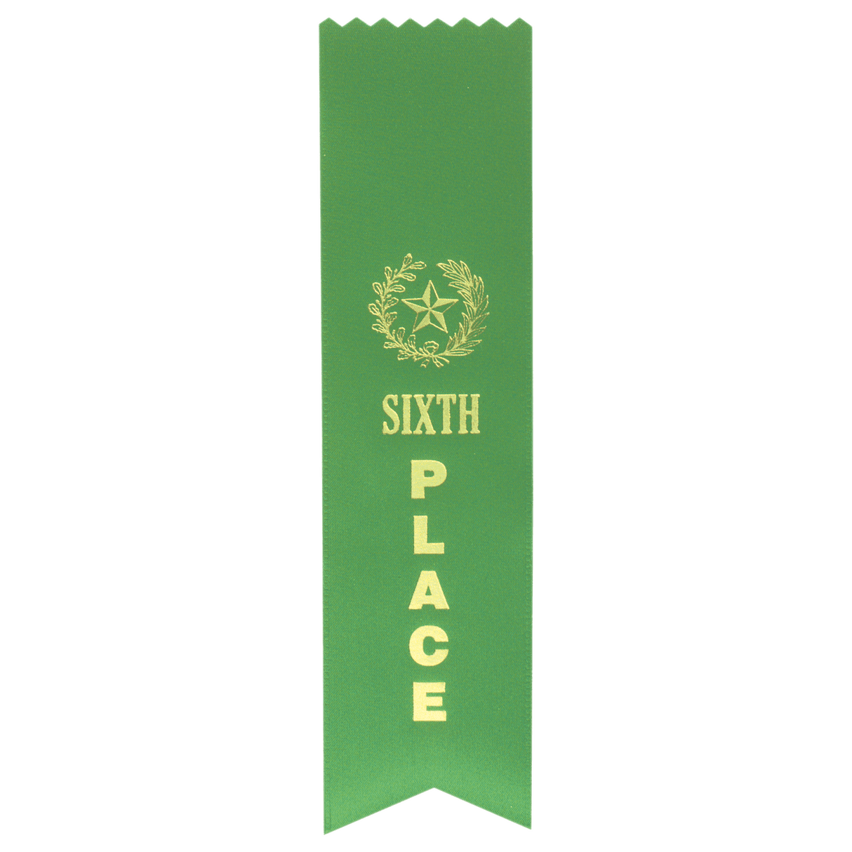 Green 6th Place Pinked Top Ribbon