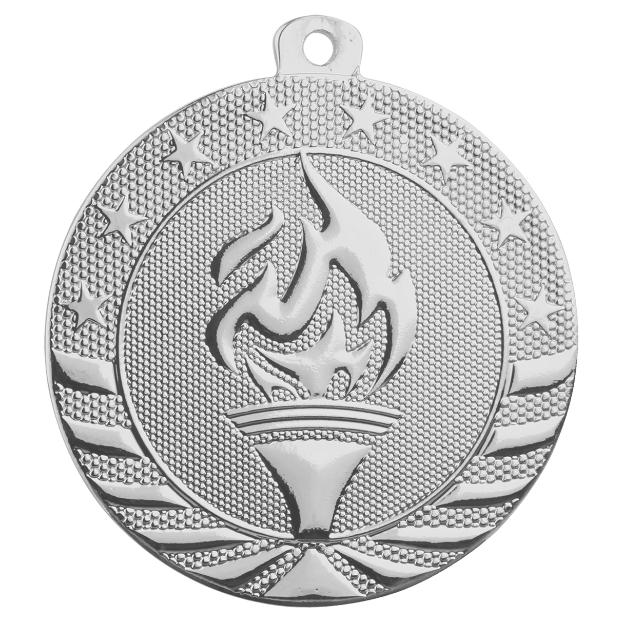 Bright Silver 2" Torch Starbrite Medal